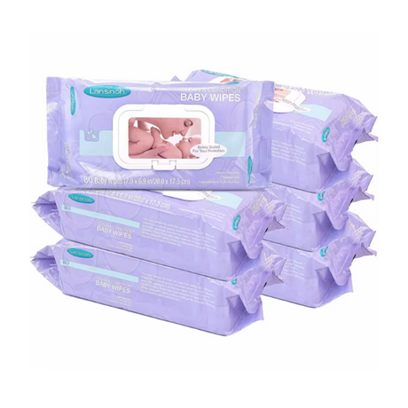 Lingettes humides OEM personnalisées pour bébé, 80 pièces, soins de la peau, lingettes humides pour la bouche et les mains avec couvercle